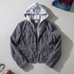 UBFREE Womens Y2K Indie Sleeze Paisley Hooded Corduroy Jacket